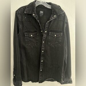 Zara Black Lightweight Shirt Jacket